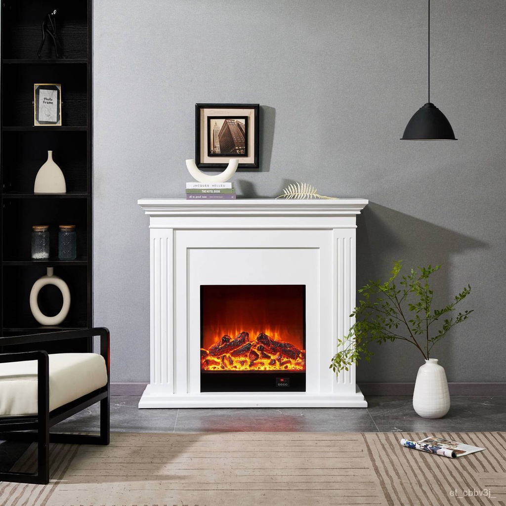 🔥熱銷-特惠🔥 美式簡約實木歐式別墅裝飾櫃架電視櫃背景墻仿真火取暖現代壁爐 壁爐