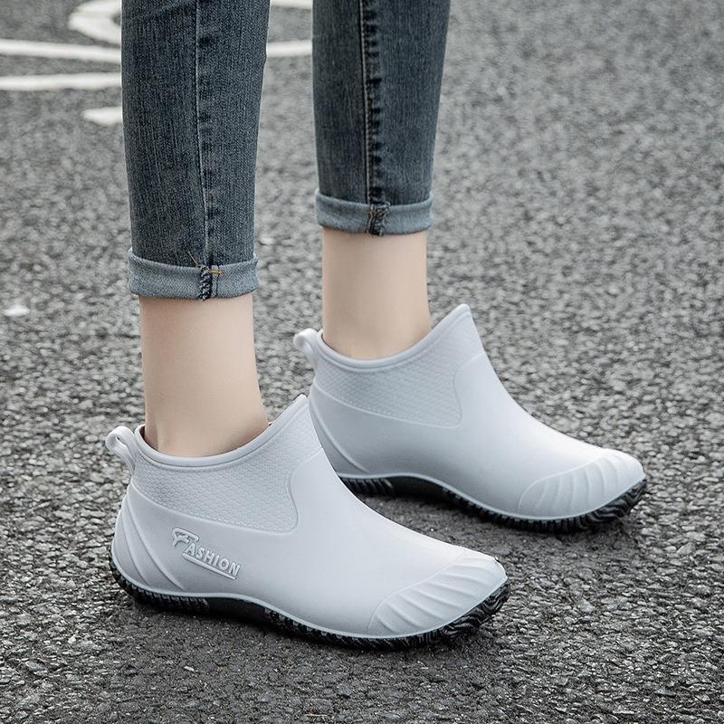 新款防水鞋女學生雨鞋低幫韓版短筒時尚塑膠鞋防滑保暖刷毛棉套鞋