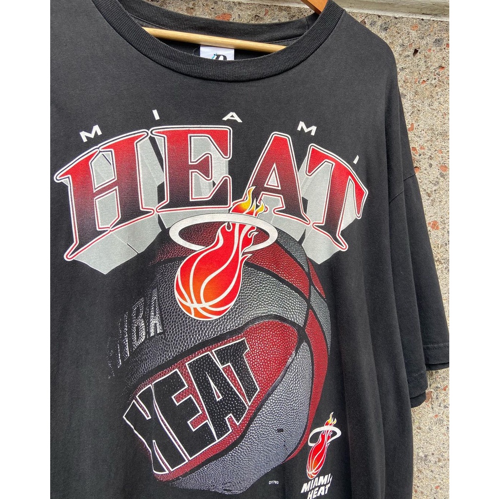邁阿密熱火隊Miami Heat vingate古著感重磅黑色短袖T恤男寬松