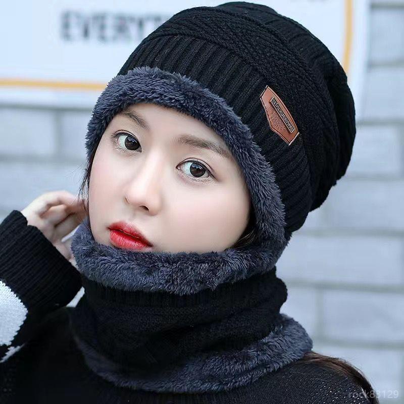 帽子 女 冬天 韓版 時尚 保暖 針織毛線帽 加絨 加厚 騎車防風寒圍脖套頭帽 防寒 保暖 防風 防凍 日系 韓系 韓國