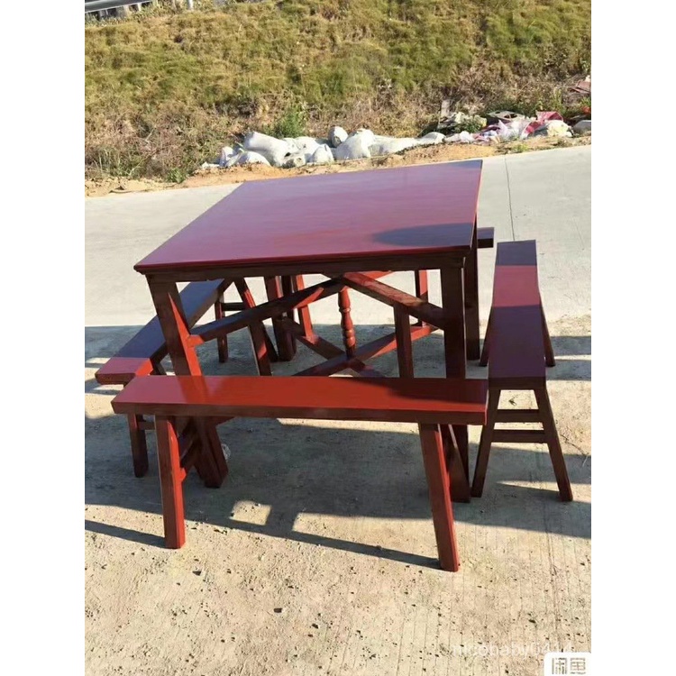 【精品傢具】7VHV農村八僊桌中式實木正方形鐵紅色折疊餐桌供桌傢用擺酒席拜拜桌子桌椅