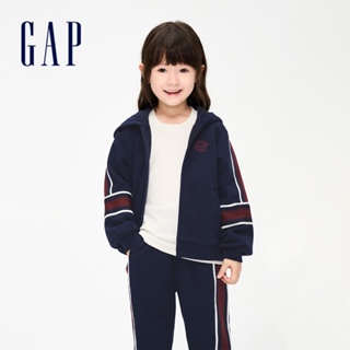 Gap 女幼童裝 Logo刷毛連帽外套 碳素軟磨系列-海軍藍(836856)