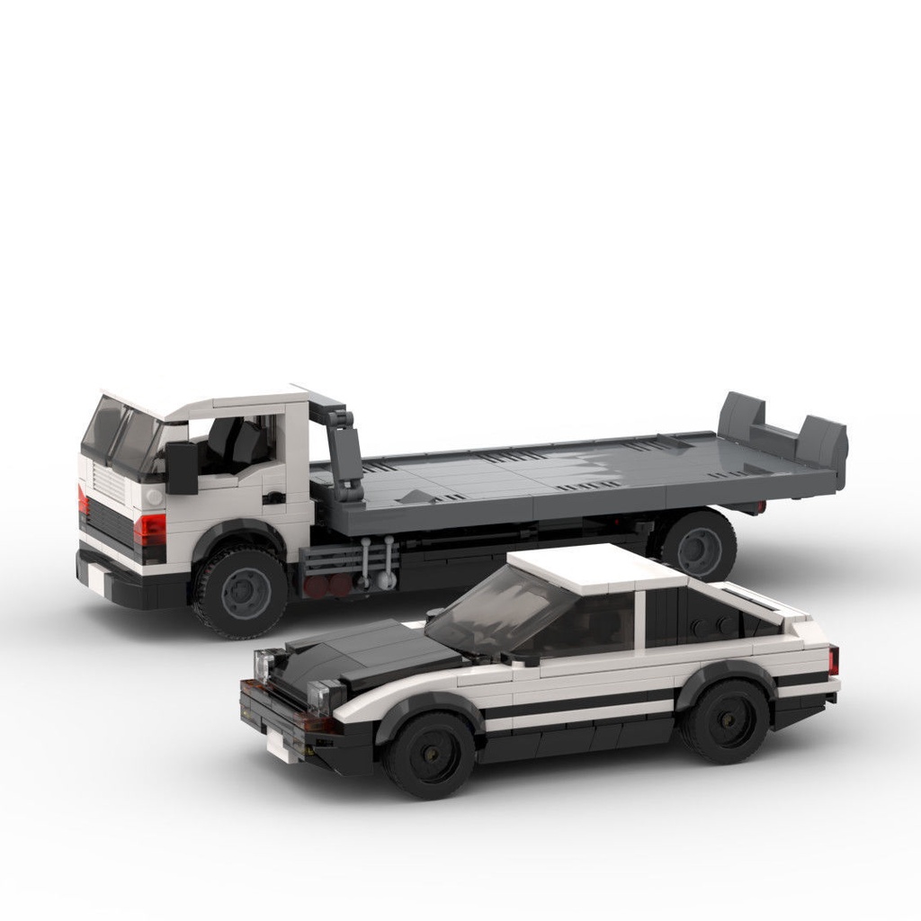 汽車積木 兼容樂高moc積木拼裝頭文字D救援平板拖車通用模型speed系列8格車