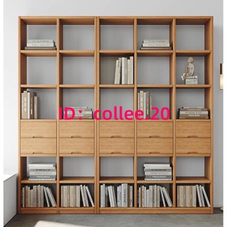 精品上新 免運 代客組裝實木書櫃 書架 落地置物架一體 靠墻全實木展示櫃 定製 組合儲物櫃 立櫃