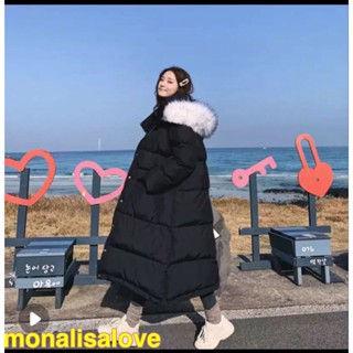 新貨零下-10度保暖！韓國空運正韓韓版韓國東大門冬季寬鬆長版保暖連帽帽子純色大口袋鋪棉外套羽絨外套大衣風衣罩衫防風外套衣
