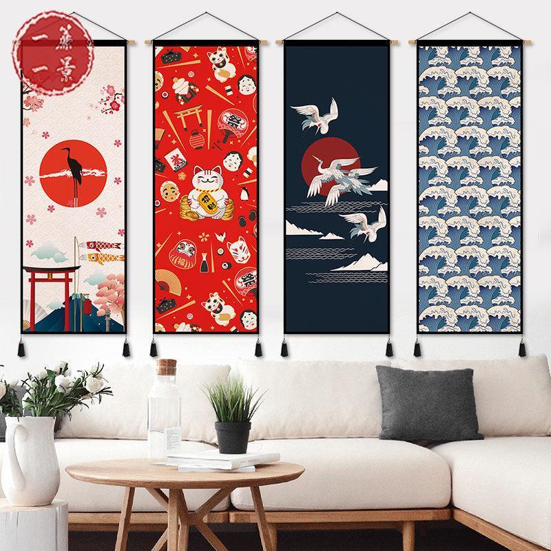【一簾一景】日式和風布藝掛畫壽司料理店居酒屋裝飾畫簡約餐廳掛毯床頭掛布