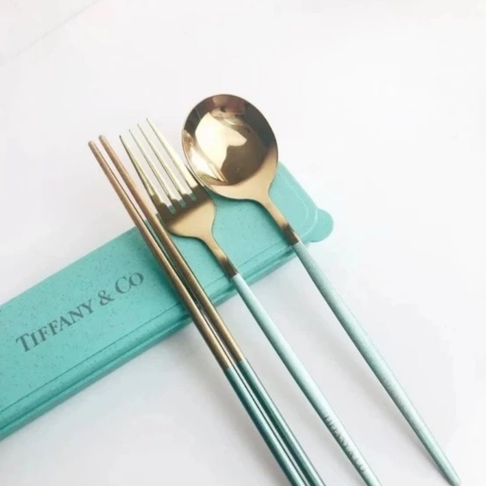 《若水🎀》蒂芙尼T家Tiffany蒂芙尼這套簡約大氣之美的勺子叉子筷子三件式