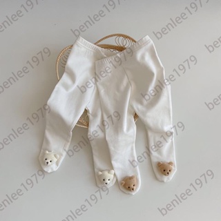 ⭐台灣出貨⭐嬰兒連褲襪 3D 熊白色新生兒內搭褲嬰兒褲嬰兒衣服 0-2 歲