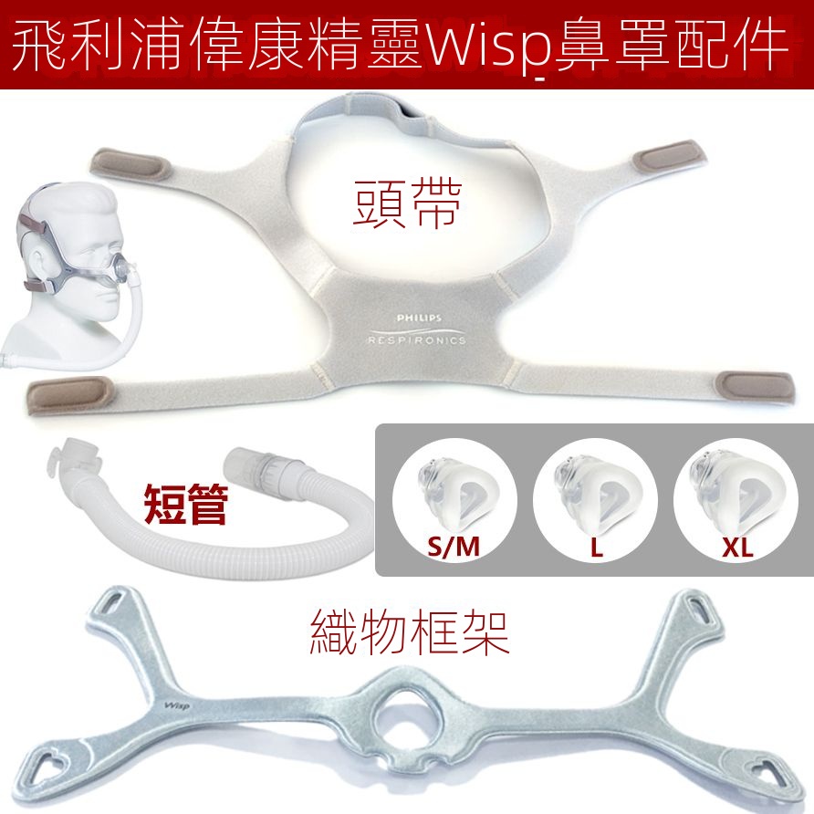 SAK●飛利浦呼吸器機WISP精靈鼻罩硅膠墊原裝頭帶/綁帶/卡扣子支架框架