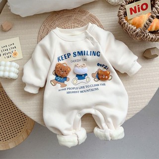 🌈甜甜圈kids🌈加絨保暖純棉男女寶寶衣春裝秋冬季新生衣服睡外出穿套款