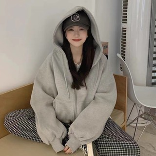 連帽衛衣外套女秋季新款寬鬆bf上衣 華棉[雙層帽] 慵懶風上衣 開衫外套