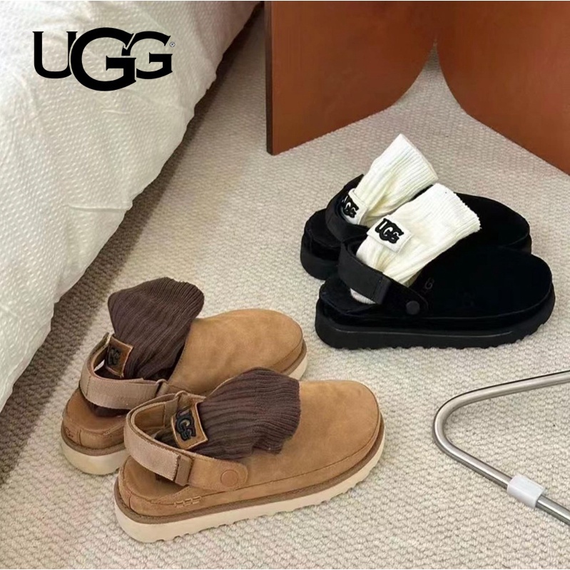 ⭐️正品免運⭐️ UGG 雪靴 Goldenstar  絨面 厚底 加絨 真皮 涼拖鞋 保暖 戶外靴 涼鞋 半包涼鞋 女