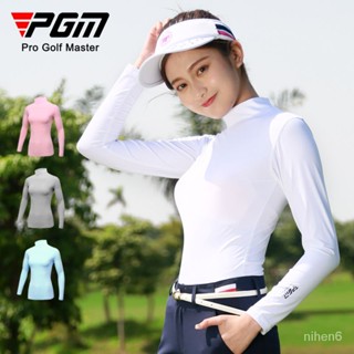 PGM 高爾夫防曬衣女生冰絲速幹打底衫 透氣 超冰涼 golf運動女裝 長袖服裝 高彈性冰絲防曬運動長袖T恤上衣 高爾夫
