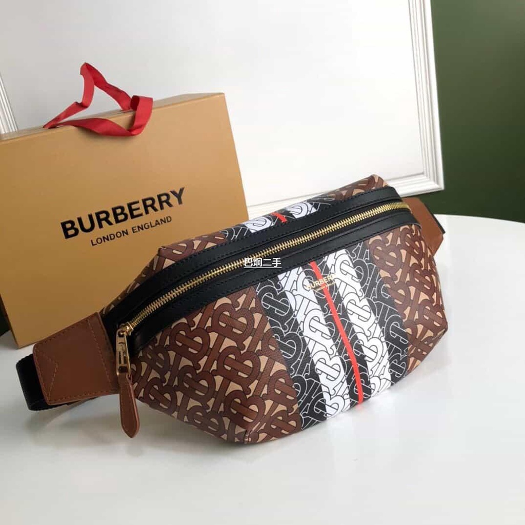 二手Burberry 環保帆布材質新款腰包