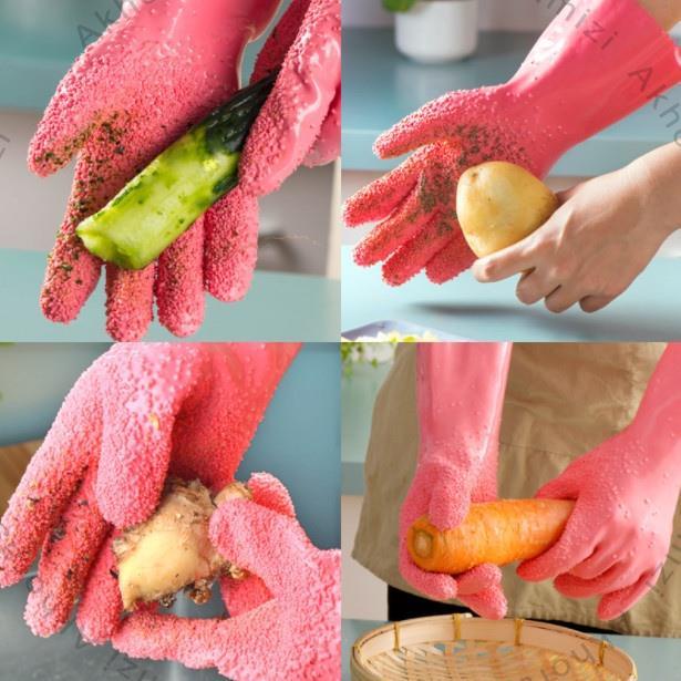 ＃«清潔手套» 日本去土豆皮 手套 廚房洗碗家務 手套 創意蔬菜搓山藥去皮神器刮魚鱗12724748