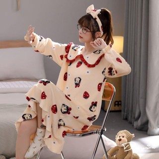 DUYI~夢詩睡裙女秋冬季長裙睡衣珊瑚絨韓版甜美可愛家居服法蘭絨公主風睡衣