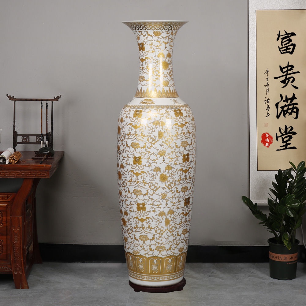 【免運】景德鎮陶瓷器中國紅龍鳳呈祥落地大花瓶現代客廳新房傢居裝飾擺件
