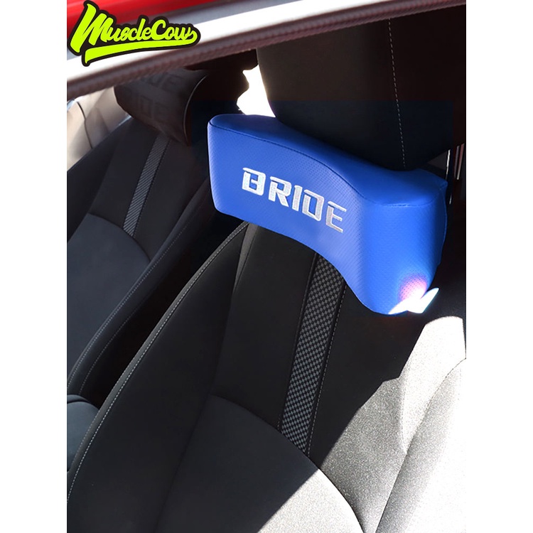日本賽車BRIDE護頸枕硬支撐皮革個性靠枕汽車JDM風格車用裝飾頭枕