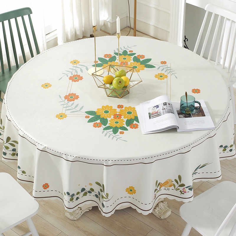 桌布 圓桌子 桌墊 餐桌布 防水 防油 免洗 pvc 圓形 塑膠 臺布 歐式 布藝 家用 北歐