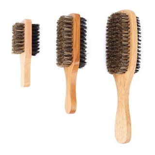 l*Mens Boar Bristle Hair Brush - Natural Wooden Wave Brush