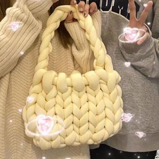 秋冬新款🏅冰島綫手工媽媽包包成品閨蜜生日禮物針織雲朵包diy單肩斜跨 超粗毛線編織包包diy手工包編織材料包送女友禮物韓