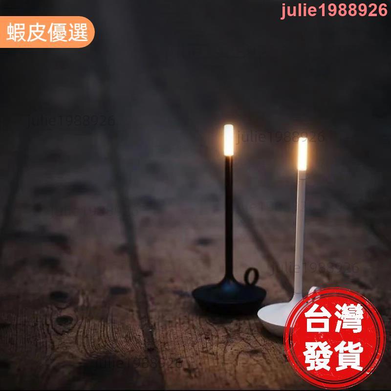 夯貨⚡️蠟燭燭光設計LED夜燈 燭光氛圍LED充電臺燈 造型金屬鐵藝夜燈 燭光晚餐氛圍燈 LED充電小夜燈 北歐燭光觸摸