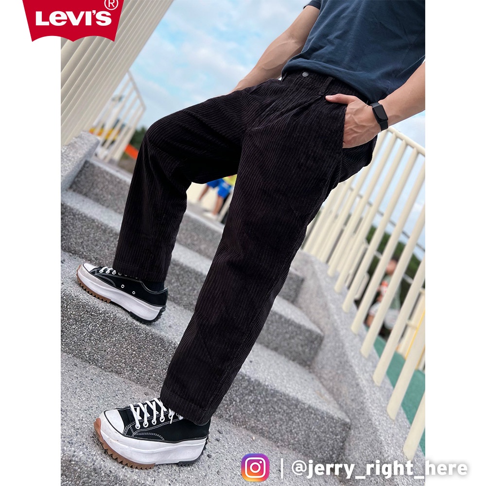 Levis Stay Loose復古寬鬆版繭型打摺休閒褲 /黑色基本款 /彈性布料 男款 52792-0012 熱賣單品