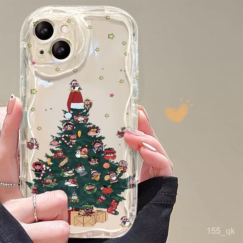 超萌數碼✨ 聖誕樹小新蘋果15 proMax  手機殻 iPhone14Plus /13/12新8/7/xsMax 1O