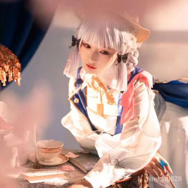 原神cos服  學生版  神裏綾華花時來信裙子   cosplay服裝女  少女公主動漫