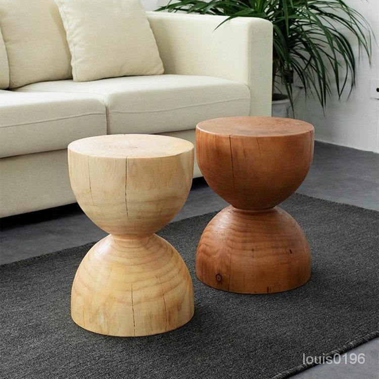 【現貨】個性設計泡茶桌木樁凳子實木墩子原木樹樁傢用餐廳實心圓形凳子