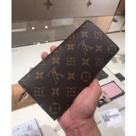 《二手正品》LV EMILIE M68327 M68313 經典老花花朵吊飾皮夾藍色壓花扣式長夾 超讚