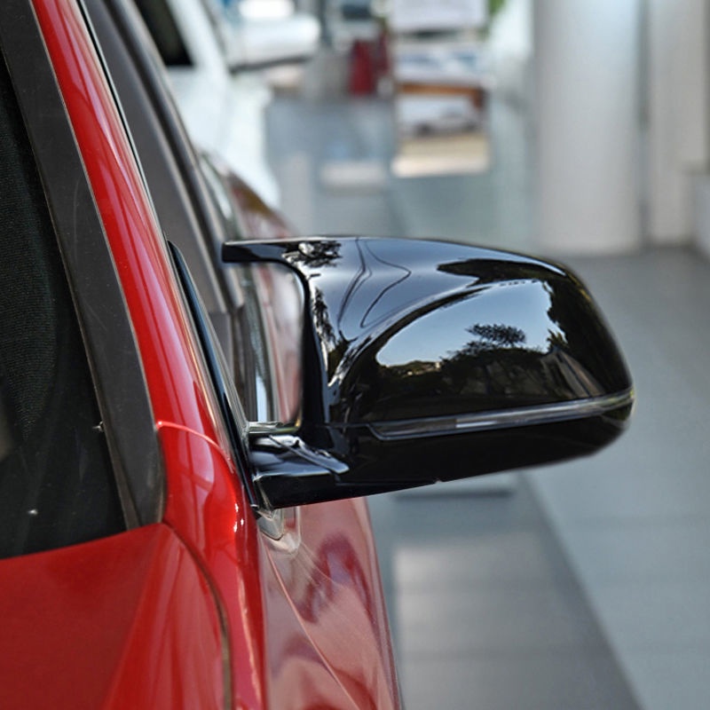 BMW寶馬新老X6 E71 G06 F16改裝 替換款亮黑牛角後視鏡罩 碳纖維牛角後視鏡殼 牛耳罩