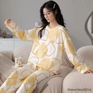 2024新款春秋季韓版甜美少女寬松大碼長袖睡衣女可外穿家居服套裝 睡衣女 長袖睡衣 居家服
