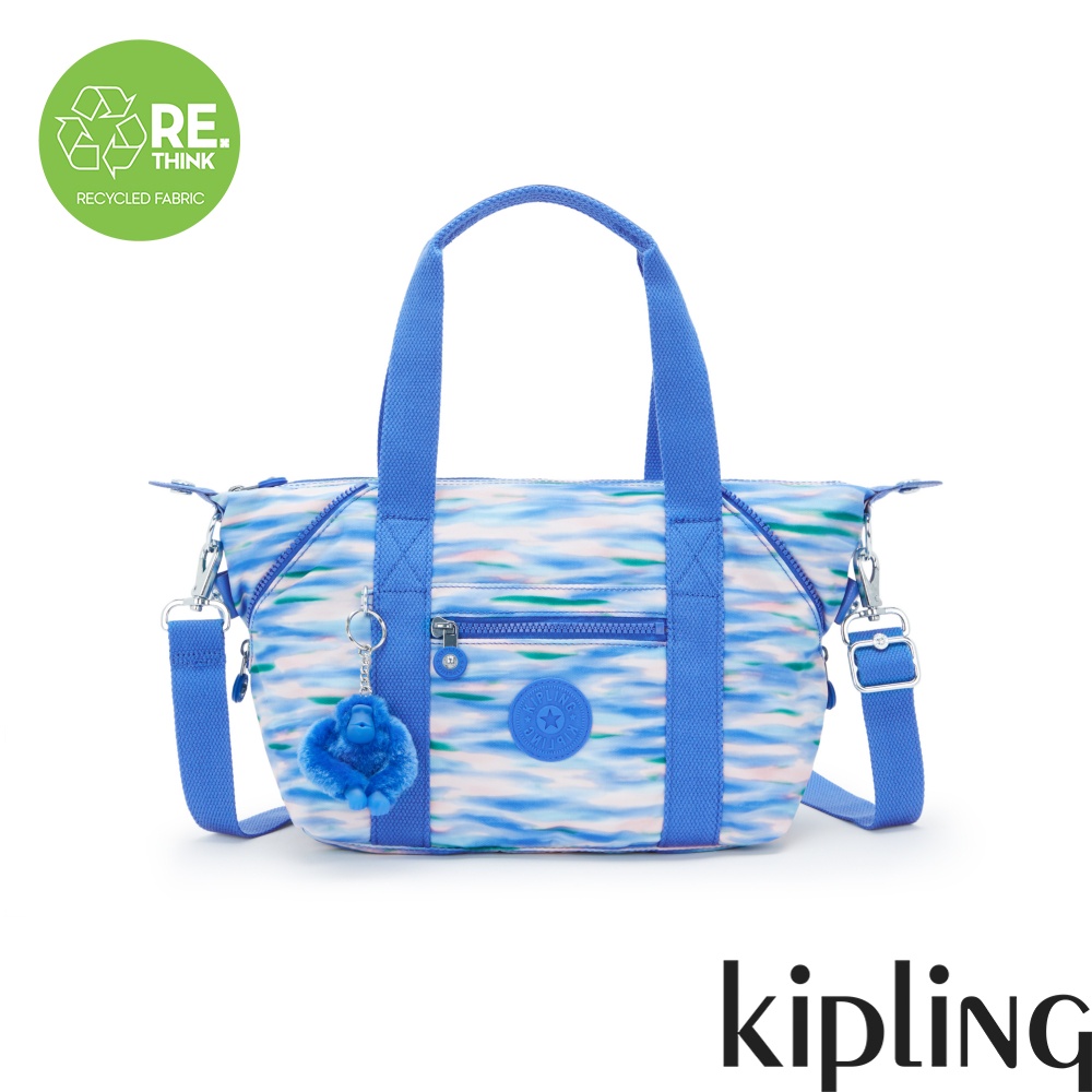 Kipling 藍粉海洋波紋印花手提側背包-ART MINI