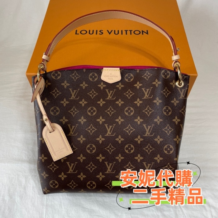 『二手』LV 路易威登 GRACEFUL PM M43700 老花 中號 新款 購物袋/單肩包/斜背包/手提包