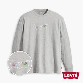 Levis 寬鬆版長袖T恤 / 描框膠印Logo 麻花灰 男款 A6145-0004 熱賣單品