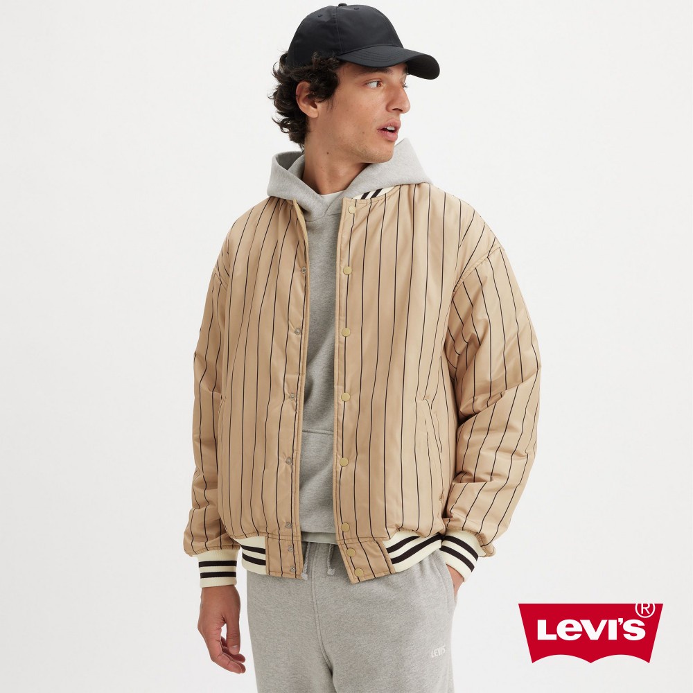 Levis Gold Tab金標系列 男款 寬鬆版棒球外套 / 雙面穿 / 米色 A5841-0001 人氣新品