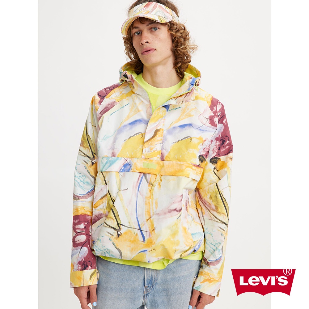 Levis Oversize寬鬆版防潑水連帽風衣夾克 / 炫彩水墨畫 男款 A4420-0004 熱賣單品