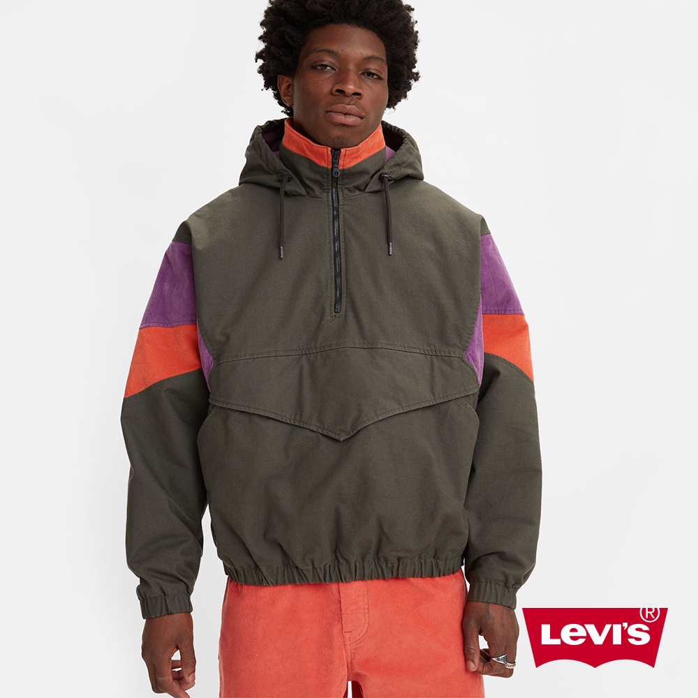 Levis 滑板系列 越野風寬鬆版半開襟連帽風衣外套 / 大口袋收納設計 男 A3024-0000 熱賣單品