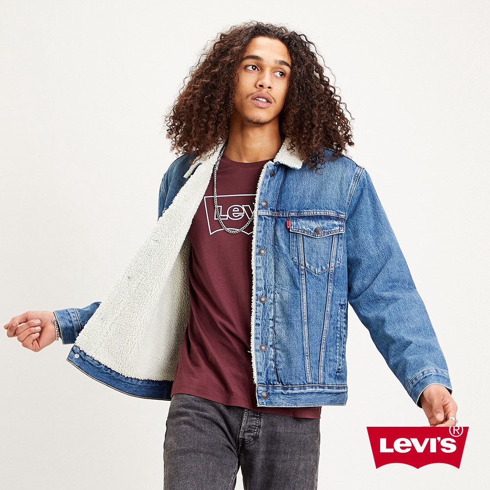 Levis 牛仔外套 / Type3修身版型 /Sherpa棉花絨 / 中藍基本款 男款 16365-0128 熱賣單品