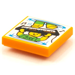 LEGO 樂高 橘色 2x2 平滑磚 印刷 鍵盤手 樂器 電子琴 圖案 3068bpb1592
