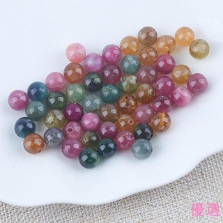 【優選】天然碧璽散珠圓珠DIY配飾水晶飾品手鍊手串串珠配件DIY材料彩虹DIY07