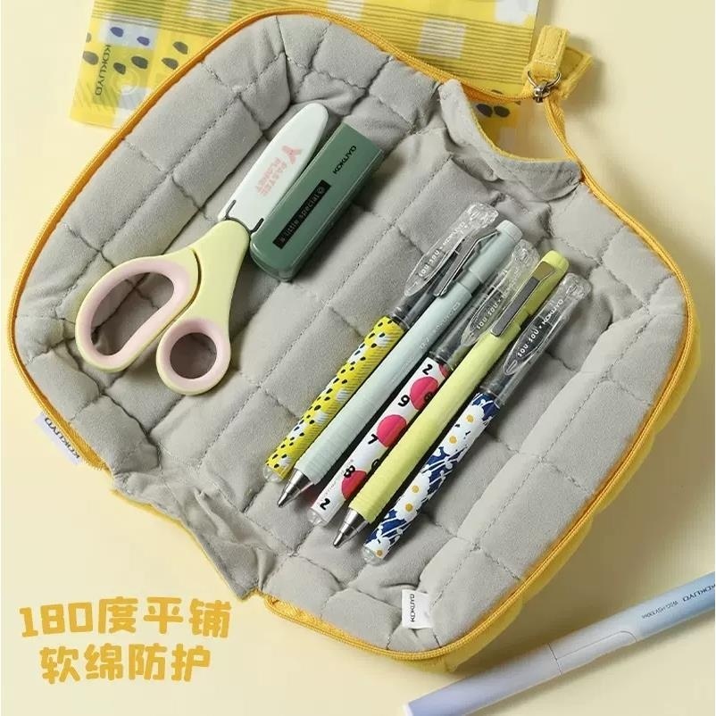 ❤️學生好禮❤️日本KOKUYO國譽黃色系MAGCRITZ可站立筆袋枕枕包燒餅包大容量筆盒