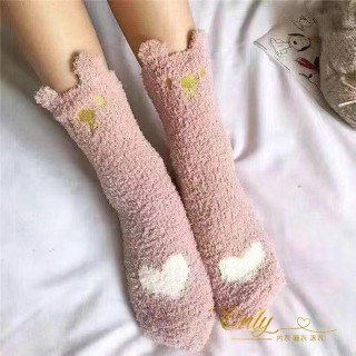 Only❤️珊瑚絨襪中筒襪子女冬季加絨加厚地板襪居家保暖睡覺月子襪