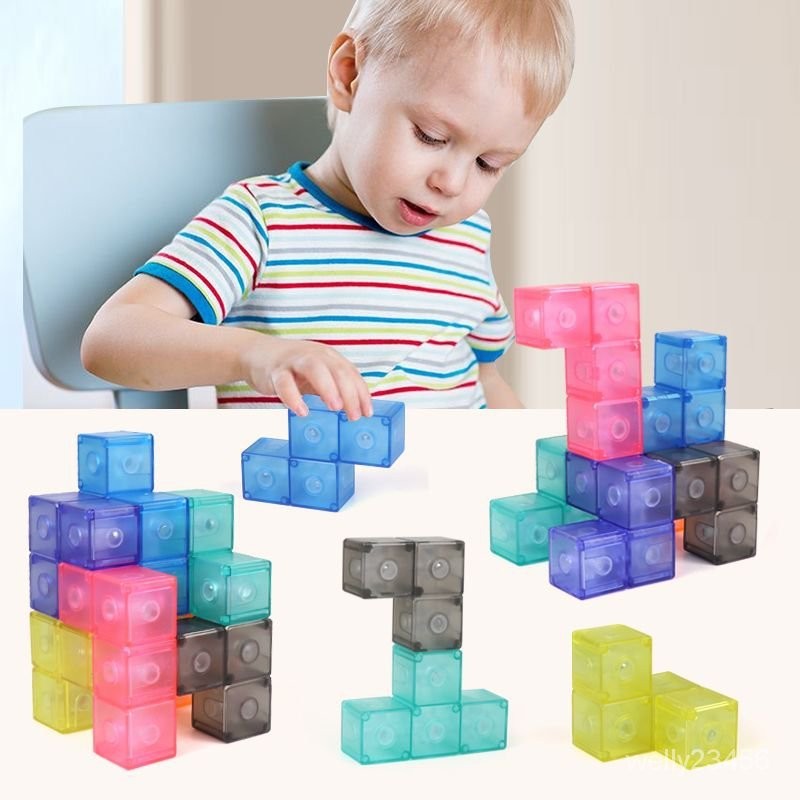 磁力魔方 魯班立方透明 索瑪立方體方塊吸力磁鐵兒童益智玩具 N5R4