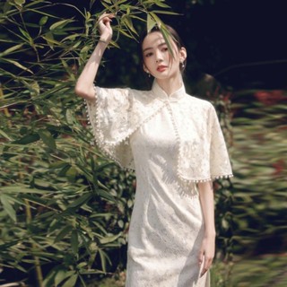 【中國風服飾】司藤同款旗袍 改良式旗袍 洋裝 秋季年輕款少女蕾絲改良連衣裙高階復古兩件套 旗袍 連身裙