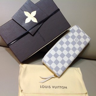 Louis Vuitton LV N61210米色 N61264 芭比粉Clemence 白棋盤格紋拉鍊長夾