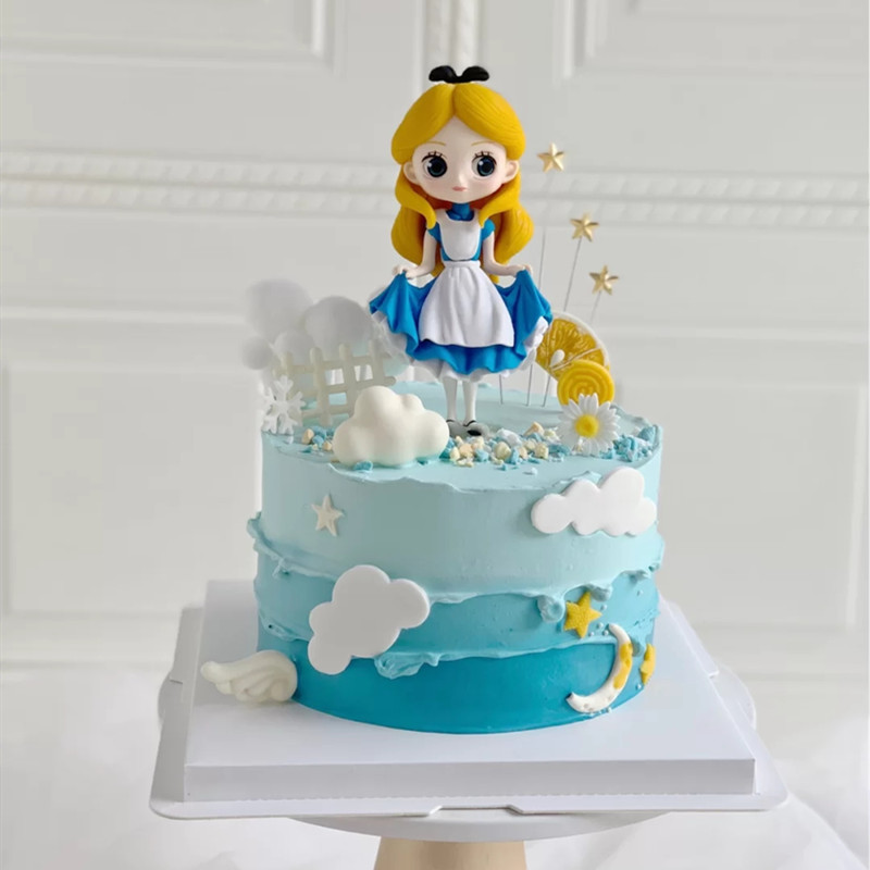 網紅烘焙裝飾愛麗絲公主女神生日蛋糕擺件兒童女寶寶套裝周歲配件