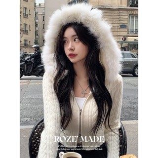 Codibook｜韓國 Dayroze 毛毛連帽短版外套［預購］拉鍊外套 羽絨外套 女裝