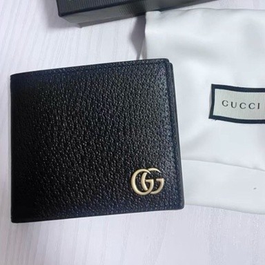 頂級精品二手/GUCCI古馳 GG Marmont 馬蒙 金標Logo 皮革 短款雙折錢包 卡包 男包 428726